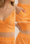 Women's Pleated Thin Strap Crop Orange Athlete Summer Top - 5