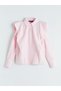 Pink Women's Shirt with Flounces on the Shoulders - 4