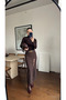 Brown Lace Detailed Slit Midi Skirt - 7086 - 2