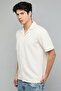 Textured Shirt with Revere Collar and Short Sleeves - 3