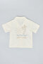 Embroidered Shirt with Revere Collar and Short Sleeves - 2
