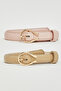 2 Pack Solid Buckle Belts