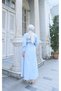 Ruffle Detailed Belted Terry Cotton Dress Baby Blue Hnt0313 - 7