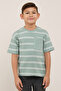 Striped T-Shirt with Crew Neck and Short Sleeves