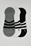 3 Pack Striped No-Show Socks