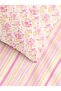 Single Duvet Cover Set - Pink Watercolor Floral Pattern Cotton Zippered Duvet Cover Set - 3