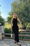Ribbed Knitwear Maxi Dress Halter Neck Fitted Summer Stylish Dress - 5