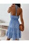 Women's Elastic Waist, Off-The-Shoulder, Patterned Mini Jersey Dress - 3