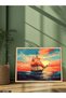 Sunset and Ship One-Piece Wooden Framed Painting - 2
