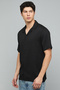 Textured Shirt with Revere Collar and Short Sleeves - 3