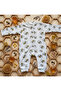 Uni Baby Bee Patterned Snap-On Jumpsuit Without Booties 3 Months 6 Months 9 Months - 3