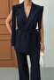 Women's Belted Blazer Vest Pants Two-Piece Suit - 5