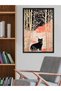 Black Cat and Trees One Piece Black Wooden Framed Painting - 3
