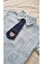 Baby Boy Muslin Bear Printed Shirt Tie Shorts Two-Piece Set - 4