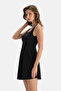 Black Square Collar Dress Swimsuit - 3
