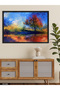 Colorful Tree One Piece Black Wooden Framed Painting