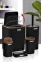 Stella Black Wood Patterned Striped 5-Piece Bathroom Set - 2