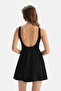 Black Square Collar Dress Swimsuit - 2