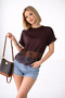 Oversize Women's T-Shirt with Black Lace Bottom Detail - 5