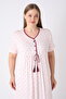 Women's Plus Size Elegant Collar Lace and String Detailed Ring Viscose Short Sleeve Nightgown - 3