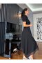 Black Asymmetrical Hem Lace Modal Dress - 6