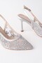 Aris Lace Detailed Pointed Toe Open Back Thin Heeled Women's Evening Dress Shoes - 2
