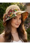Bohemian Patterned Straw Women's Hat with Bow Detail - 3