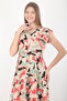 Women's 100% Viscose Crew Neck Relaxed Fit Buttoned Skirt Layered Midi Dress - 3