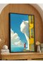 Giant Cat on the Clouds One Piece Black Wooden Framed Painting - 2