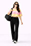 Women's Black Modal Stretchy Soft Textured Wide Leg Comfortable Wide Cut Modal Fabric Sweatpants - 6