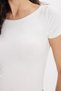 Women's Slim Fit Tight-Fitting Cotton Soft Textured Short Sleeve Boat Neck White T-Shirt Blouse - 4