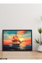 Sunset and Ship One-Piece Black Wooden Framed Painting - 2