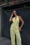 Yellow Halter Neck Vest Palazzo Pants Set - 7