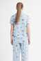 Women's Blue Lyc Suprem Shirt Collar Buttoned Short Sleeve Pocket Blouse