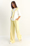 Yellow-White Shawl Detailed Basic T-Shirt Elastic Waist Loose Pants Bottom-Top Modal Set 4116 60286084 - 4