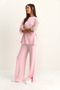 Pink Lace Sleeves Oversize Basic T-Shirt Elastic Waist Loose Pants Modal Set 4115 60286085 - 4