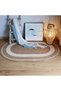 FFD Jute Rug Carpet Oval Jute Rug with White Line Design Floor Mat Carpet Jute Door Mat Living Room - 5