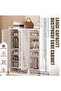 Modern White 4 Door Wooden Shoe Cabinet 8 Tier with Open Base & Ventilated Shutter Doors Size - 2