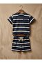 Girl's Navy Blue Striped Shorts Set