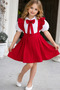 Red Dress Design Set with Tak Çıkart Bow Accessory and Shirt - 2
