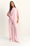 Pink Lace Sleeves Oversize Basic T-Shirt Elastic Waist Loose Pants Modal Set 4115 60286085 - 5