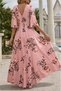 Women's Short Sleeve V-Neck Floral Print Single Jersey Dress - 2