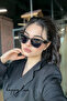 Vintage Black Marble Cat Eye Sunglasses - with Special Leather Case and Wipe Cloth as a Gift - 2
