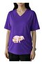 Elde Pink Baby Printed V-Neck Oversized Maternity T-Shirt 1Gj4