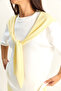 Yellow-White Shawl Detailed Basic T-Shirt Elastic Waist Loose Pants Bottom-Top Modal Set 4116 60286084 - 7