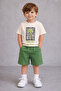 Boy's Printed T-Shirt & Shorts Set (Cream-Green)