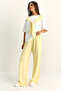 Yellow-White Shawl Detailed Basic T-Shirt Elastic Waist Loose Pants Bottom-Top Modal Set 4116 60286084