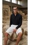 Men's 100% Cotton Premium Modal Fabric Breathable Comfortable Long Sleeve Shirt - Black - 8