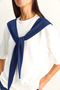 Navy Blue White Shawl Detail Basic T-Shirt Elastic Waist Loose Pants Bottom-Top Modal Set 4116 60286084 - 7