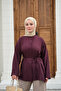 Women's Double Sleeve Slit Shirt, Plum - 2